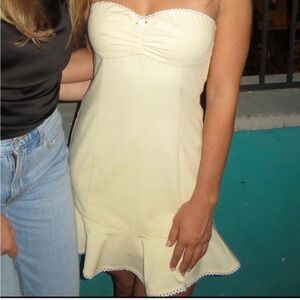 Classic Strapless Mini Dress by Cotton Candy LA in Soft Yellow